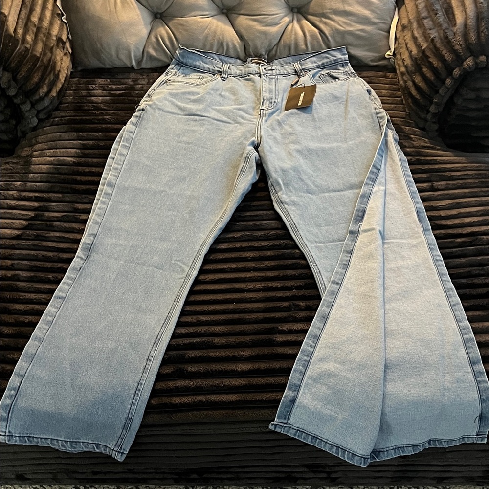 PrettyLittleThing Light Blue Flare Jeans